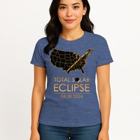America Total Solar Eclipse April 8 2024 Usa Map Totality Womens T-Shirt