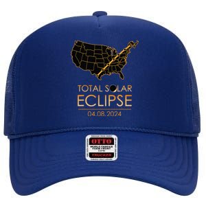 America Total Solar Eclipse April 8 2024 Usa Map Totality High Crown Mesh Back Trucker Hat