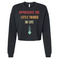 Appreciate The Small Things In Life Funny Arrow Sarcasm Pun Cropped Pullover Crew