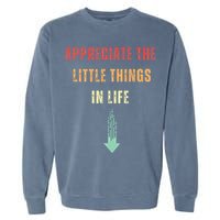 Appreciate The Small Things In Life Funny Arrow Sarcasm Pun Garment-Dyed Sweatshirt