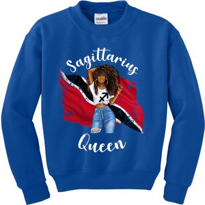 Afro Trinidadian Sagittarius Queen Zodiac Astrology Birthday Gift Kids Sweatshirt