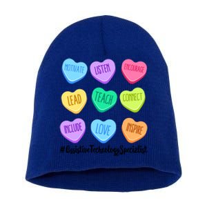 Assistive Technology Specialist Valentine's Day Pastel Heart Gift Short Acrylic Beanie