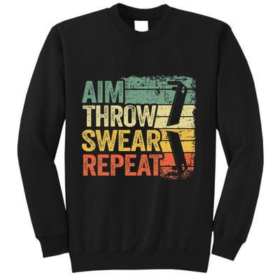 Aim Throw Swear Repeat Vintage Bean Bag Toss Funny Cornhole Sweatshirt