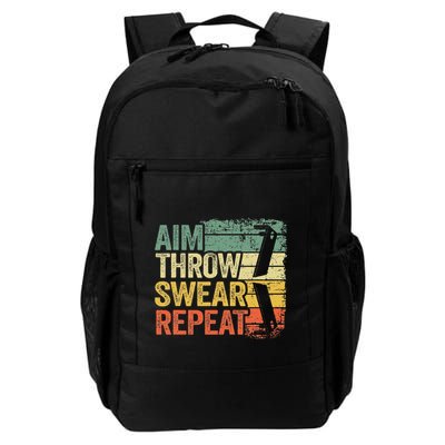 Aim Throw Swear Repeat Vintage Bean Bag Toss Funny Cornhole Backpack