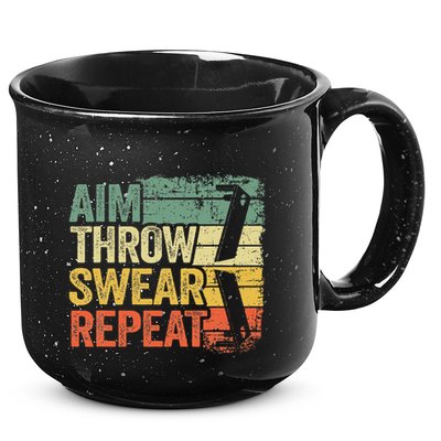 Aim Throw Swear Repeat Vintage Bean Bag Toss Funny Cornhole 15oz Campfire Ceramic Mug