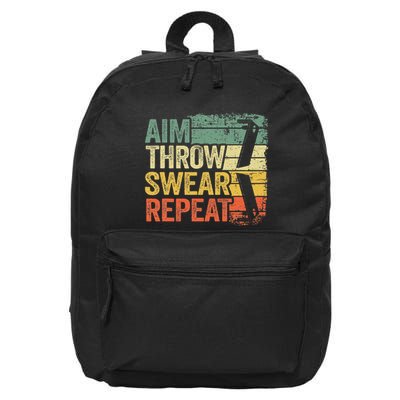 Aim Throw Swear Repeat Vintage Bean Bag Toss Funny Cornhole 16 in Basic Backpack