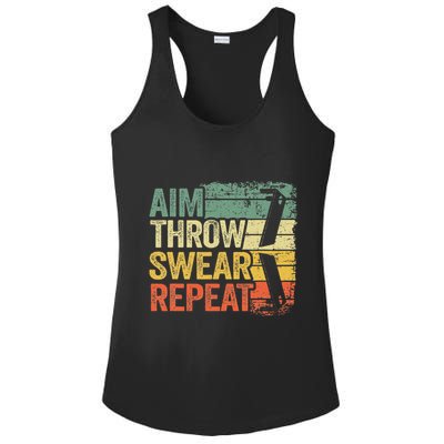 Aim Throw Swear Repeat Vintage Bean Bag Toss Funny Cornhole Ladies PosiCharge Competitor Racerback Tank