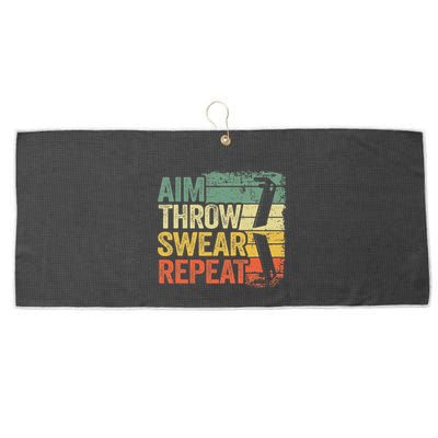 Aim Throw Swear Repeat Vintage Bean Bag Toss Funny Cornhole Large Microfiber Waffle Golf Towel