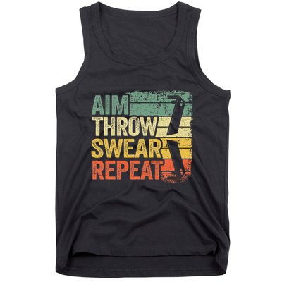 Aim Throw Swear Repeat Vintage Bean Bag Toss Funny Cornhole Tank Top