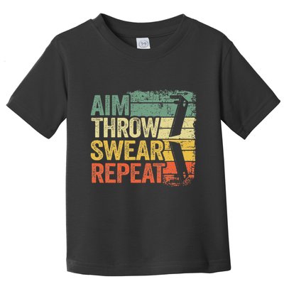 Aim Throw Swear Repeat Vintage Bean Bag Toss Funny Cornhole Toddler T-Shirt