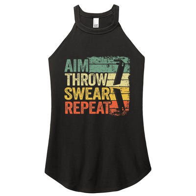 Aim Throw Swear Repeat Vintage Bean Bag Toss Funny Cornhole Women's Perfect Tri Rocker Tank
