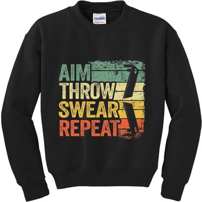 Aim Throw Swear Repeat Vintage Bean Bag Toss Funny Cornhole Kids Sweatshirt