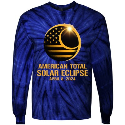 American Total Solar Eclipse April 8 2024 Totality Astronomy Tie-Dye Long Sleeve Shirt