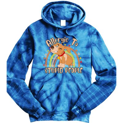 Allergic To Stupid People Funny Sayings Graphic Cute Gift Tie Dye Hoodie