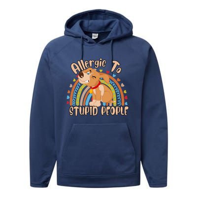 Allergic To Stupid People Funny Sayings Graphic Cute Gift Performance Fleece Hoodie