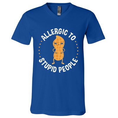 Allergic To Stupid People Peanut Allergy Cute Gift V-Neck T-Shirt