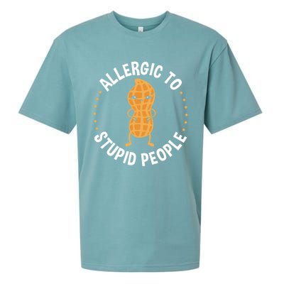 Allergic To Stupid People Peanut Allergy Cute Gift Sueded Cloud Jersey T-Shirt