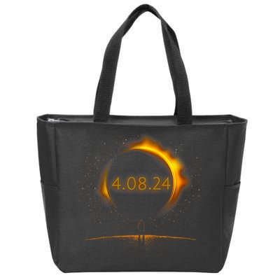 America Totality Spring 4.08.24 Total Solar Eclipse 2024 Zip Tote Bag