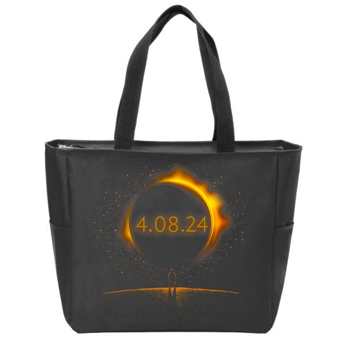 America Totality Spring 4.08.24 Total Solar Eclipse 2024 Zip Tote Bag