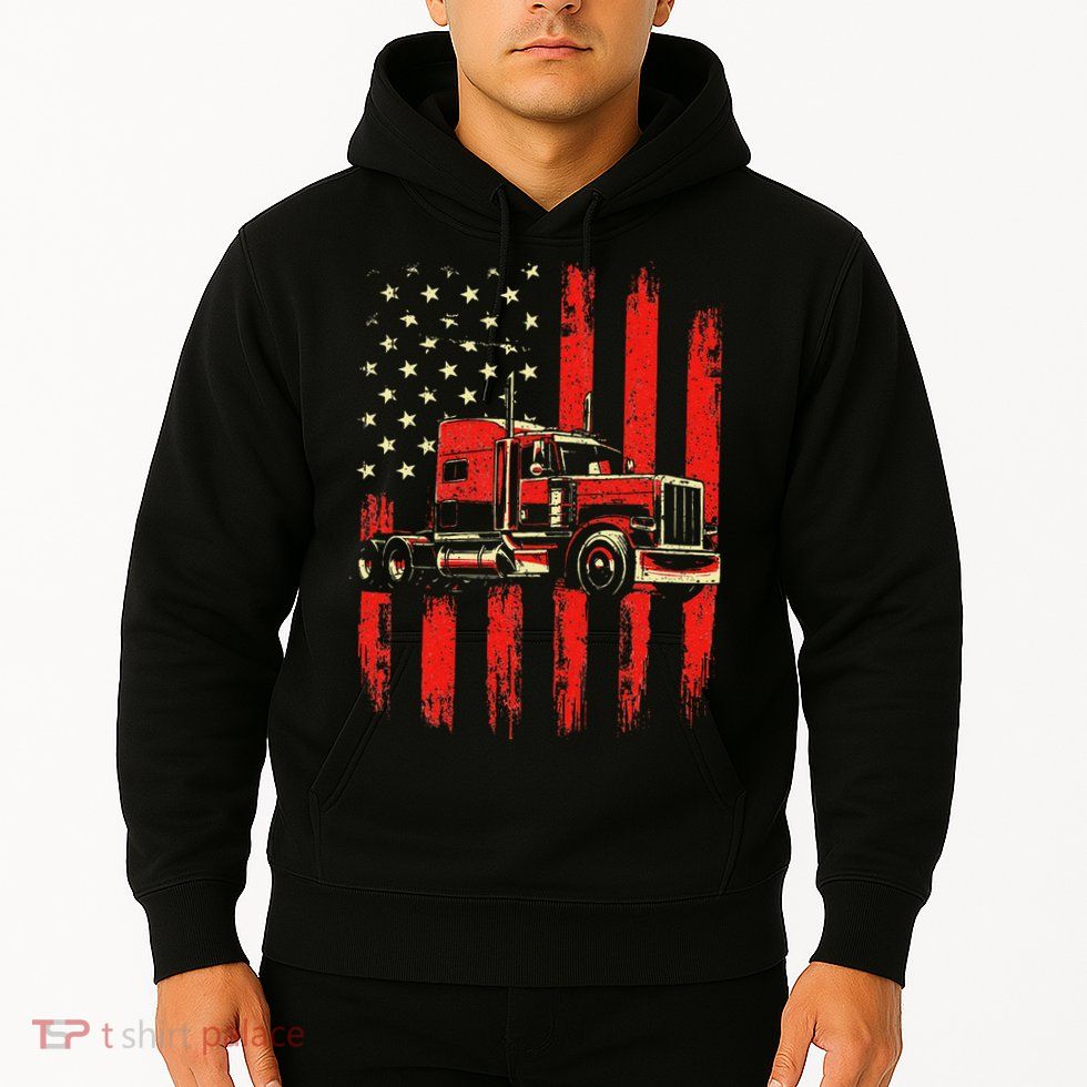 American Trucker Semi Truck Driver Trucking Big Rig Hoodie