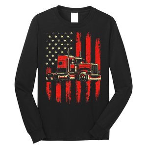 American Trucker Semi Truck Driver Trucking Big Rig Long Sleeve Shirt