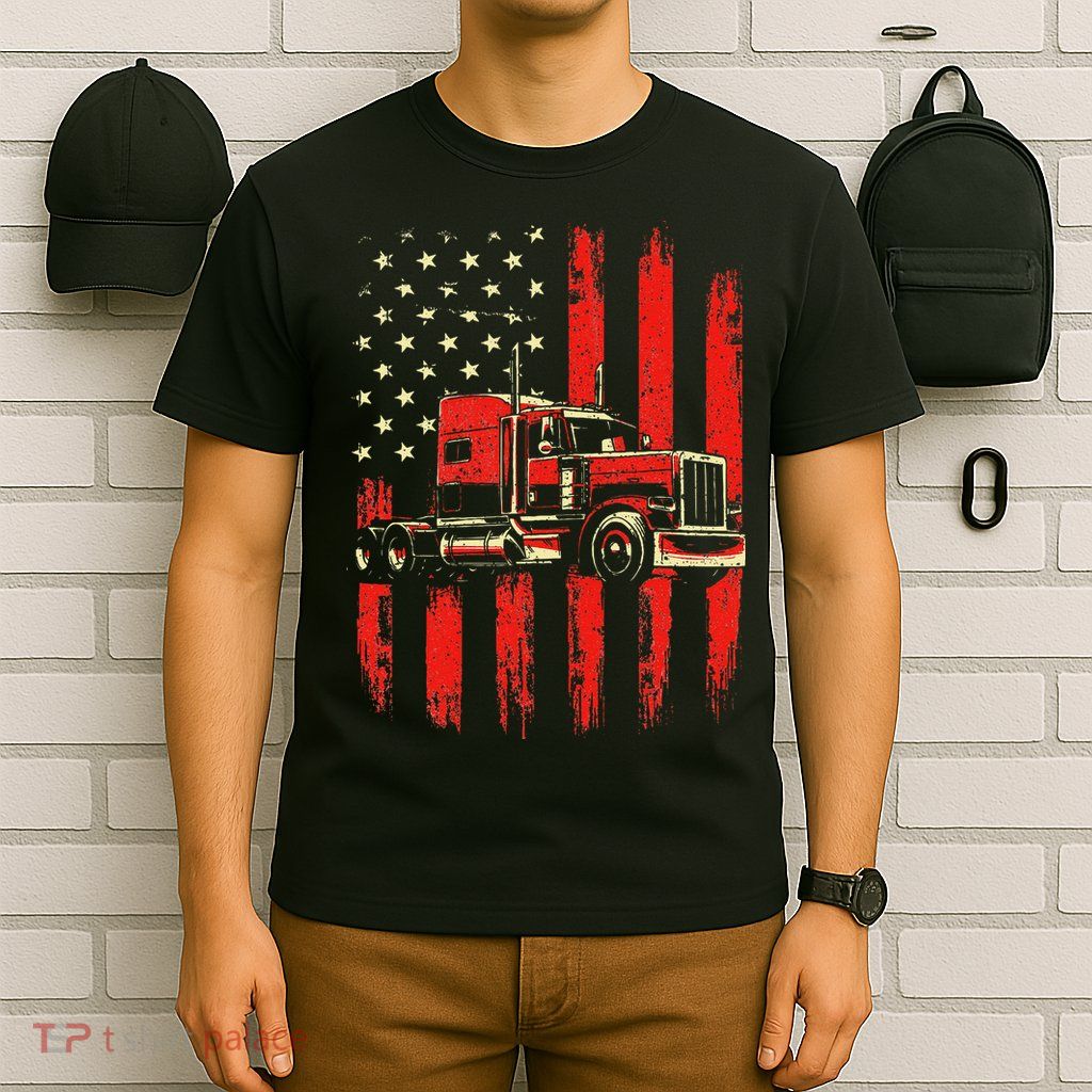American Trucker Semi Truck Driver Trucking Big Rig T-Shirt