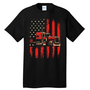 American Trucker Semi Truck Driver Trucking Big Rig Tall T-Shirt