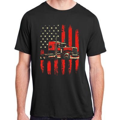 American Trucker Semi Truck Driver Trucking Big Rig Adult ChromaSoft Performance T-Shirt