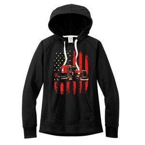 American Trucker Semi Truck Driver Trucking Big Rig Women's Fleece Hoodie