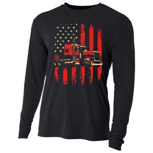 American Trucker Semi Truck Driver Trucking Big Rig Cooling Performance Long Sleeve Crew