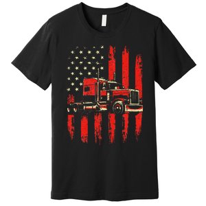 American Trucker Semi Truck Driver Trucking Big Rig Premium T-Shirt