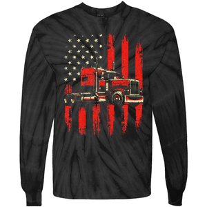 American Trucker Semi Truck Driver Trucking Big Rig Tie-Dye Long Sleeve Shirt