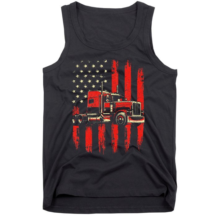 American Trucker Semi Truck Driver Trucking Big Rig Tank Top