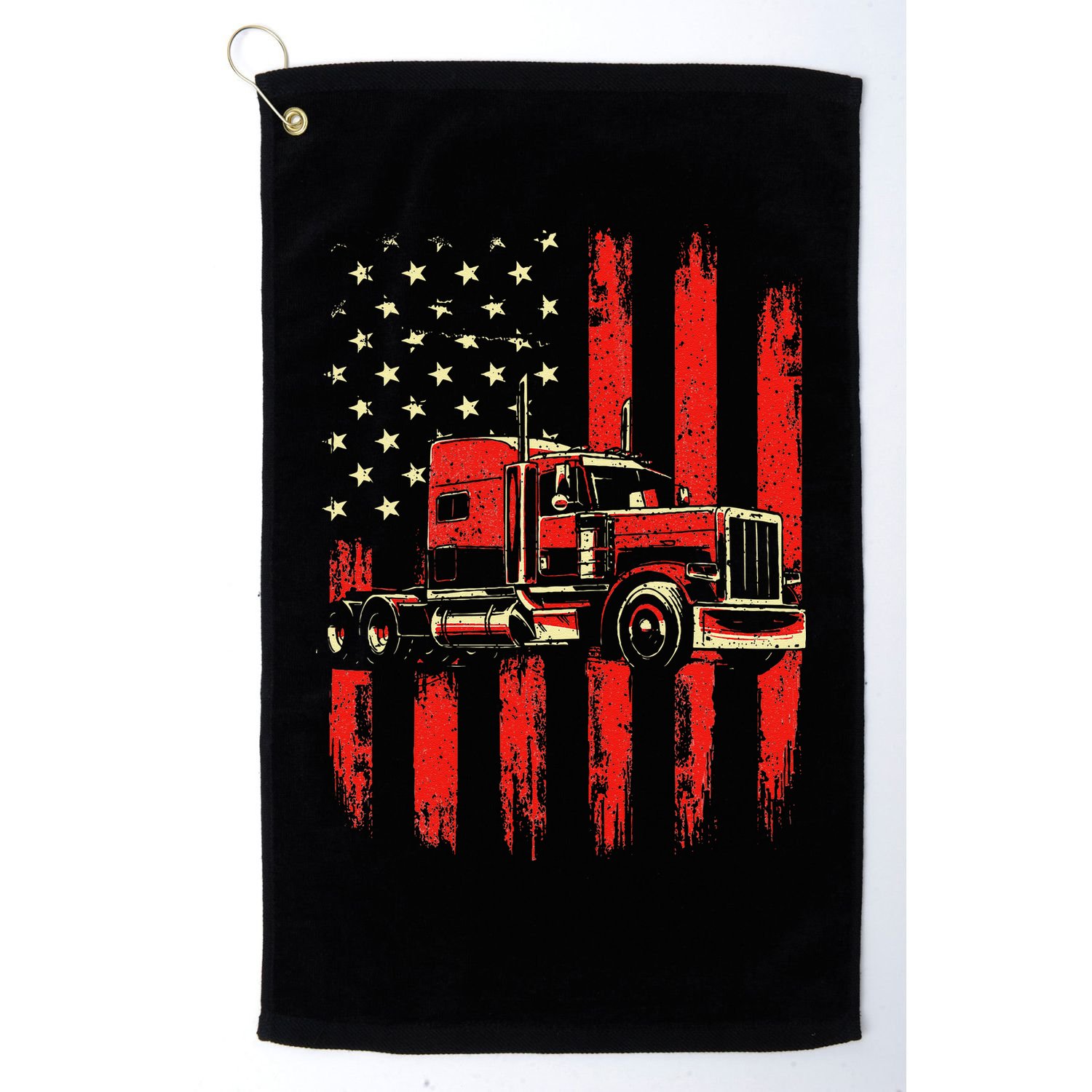 American Trucker Semi Truck Driver Trucking Big Rig Golf Towel