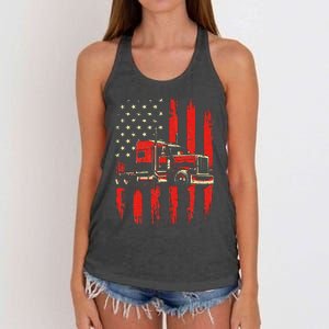 American Trucker Semi Truck Driver Trucking Big Rig Women's Knotted Racerback Tank