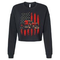 American Trucker Semi Truck Driver Trucking Big Rig Cropped Pullover Crew