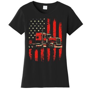 American Trucker Semi Truck Driver Trucking Big Rig Women's T-Shirt