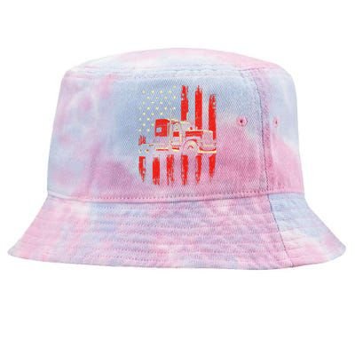 American Trucker Semi Truck Driver Trucking Big Rig Tie-Dyed Bucket Hat