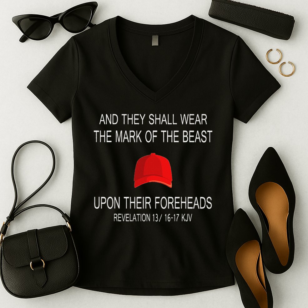 And They Shall Wear The Mark Of The Beast Revelation Women's V-Neck T-Shirt