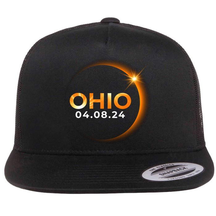 America Total Solar Eclipse Spring April 8 2024 Ohio Flat Bill Trucker Hat