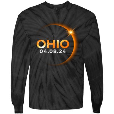 America Total Solar Eclipse Spring April 8 2024 Ohio Tie-Dye Long Sleeve Shirt