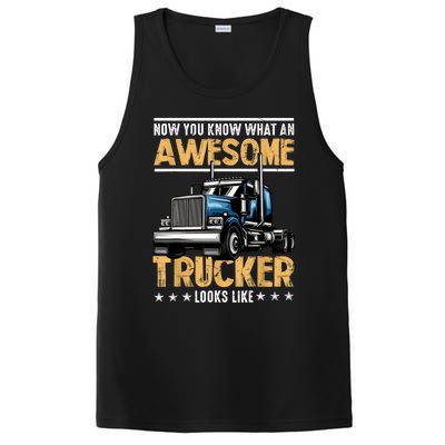 Awesome Trucker Semi Truck Driver 18 Wheeler Mechanic Funny PosiCharge Competitor Tank