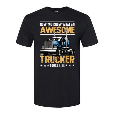 Awesome Trucker Semi Truck Driver 18 Wheeler Mechanic Funny Softstyle® CVC T-Shirt