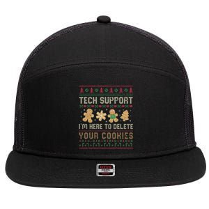 Ateesdas Tech Support I'm Here to Delete Your Cookies xmas Ugly 7 Panel Mesh Trucker Snapback Hat