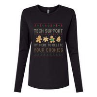 Ateesdas Tech Support I'm Here to Delete Your Cookies xmas Ugly Womens Cotton Relaxed Long Sleeve T-Shirt