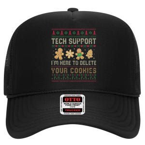 Ateesdas Tech Support I'm Here to Delete Your Cookies xmas Ugly High Crown Mesh Back Trucker Hat