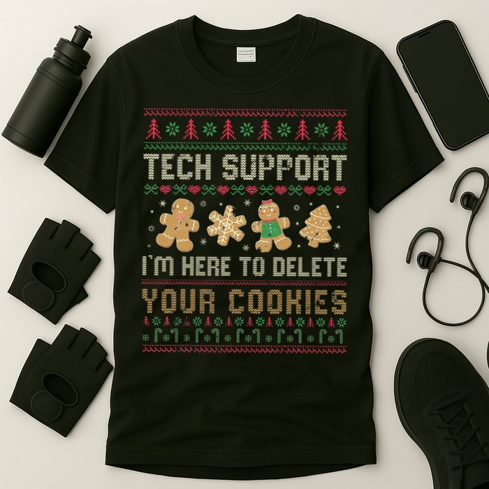Ateesdas Tech Support I'm Here to Delete Your Cookies xmas Ugly T-Shirt