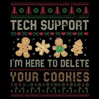 Ateesdas Tech Support I'm Here to Delete Your Cookies xmas Ugly T-Shirt