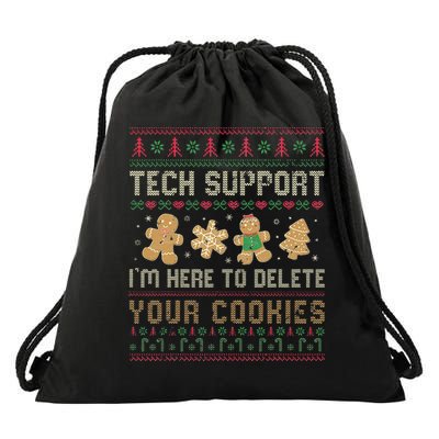Ateesdas Tech Support I'm Here to Delete Your Cookies xmas Ugly Drawstring Bag
