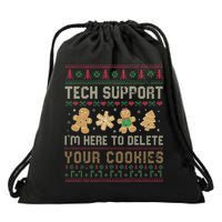 Ateesdas Tech Support I'm Here to Delete Your Cookies xmas Ugly Drawstring Bag